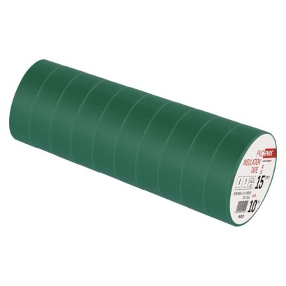 Izolační páska PVC 15mm / 10m zelená, 10 ks