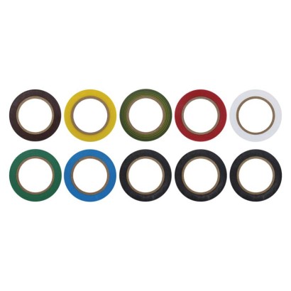 PVC izoliacinė juosta 15 mm / 10 m, spalvų mišinys, 10 vnt.