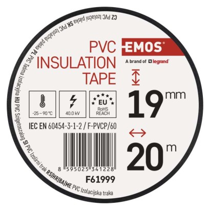 PVC izoliacinė juosta 19 mm / 20 m, spalvų mišinys, 10 vnt.