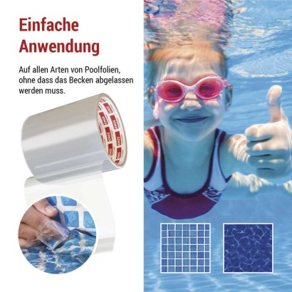 Reparaturklebeband für Schwimmbecken, 1 m × 100 mm, transparent