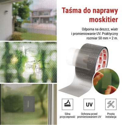 Taśma do naprawy moskitier 50 mm / 2 m, przezroczysta