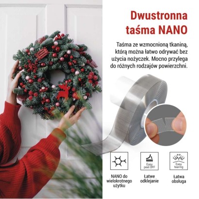  Dwustronna NANOGRID taśma 19 mm / 3 m, przezroczysta