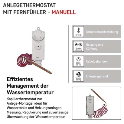 Anlege-Thermostat mit Fernfühler P5682, manuell
