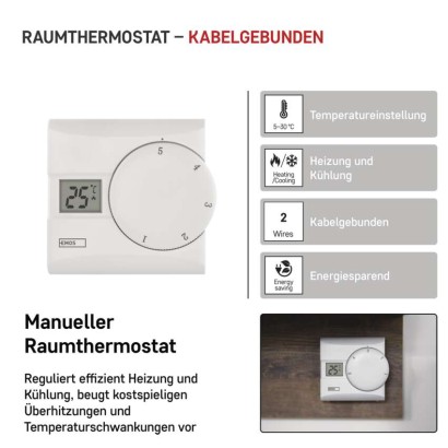 Raumthermostat P5603R, manuell, verkabelt