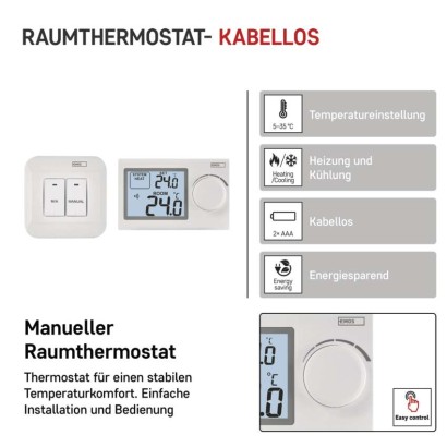 Raumthermostat P5614, manuell, kabellos