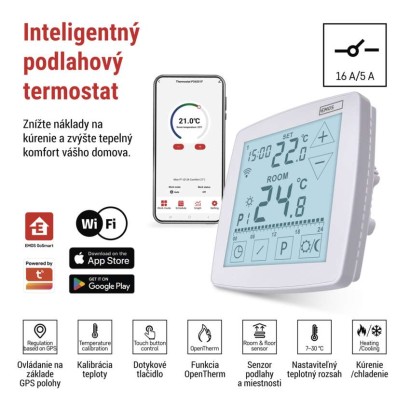 Podlahový programovateľný drôtový WiFi GoSmart termostat P56S01F