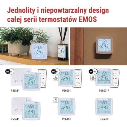 Programowalny termostat pokojowy, przewodowy z OpenTherm, P56A02