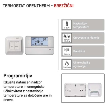 Sobni brezžični OpenTherm termostat P5616OT s programiranjem