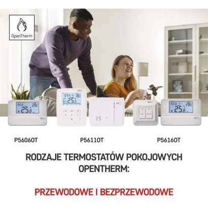 Termostat bezprzewodowy, pokojowy, programowalny z OpenTherm, P5611OT