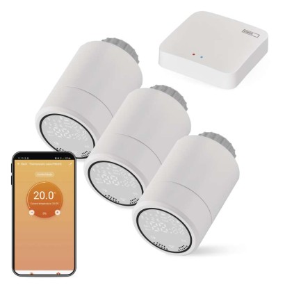 Zestaw GoSmart: 3x cyfrowa głowica termostatyczna P5630S ZigBee, 1x ZigBee bramka