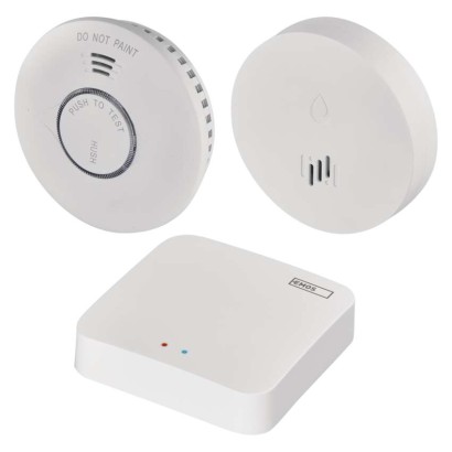 Set GoSmart: 1x Rauchmelder,  1x Wasserleckalarm, 1x ZigBee Gateway