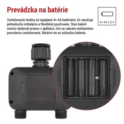 Časovač zavlažovania GoSmart, Bluetooth 5.0, 2 výstupy
