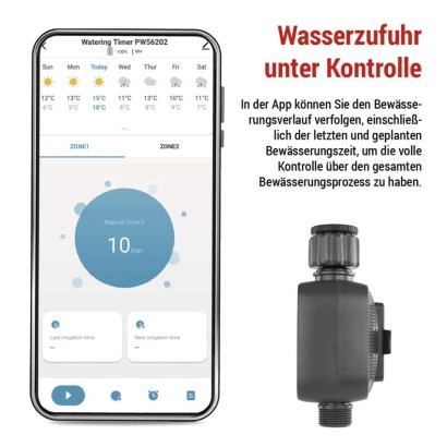 GoSmart Bewässerungsuhr, Bluetooth 5.0, 2 Wege