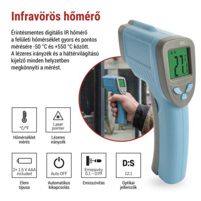 EMOS Érintés nélküli hőmérő - digitális, infravörös
