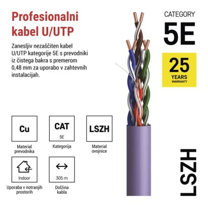 Kabel UTP CAT5E LSZH 305M