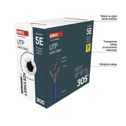 Kabel UTP CAT5E LSZH 305M