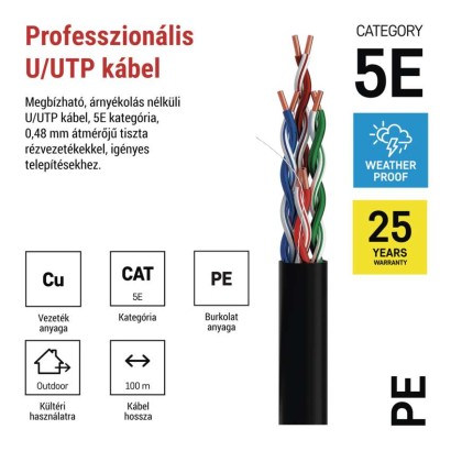 EMOS UTP kábel CAT 5E , outdoor, 100m