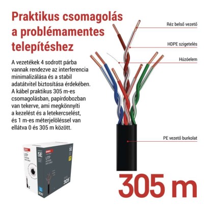 EMOS UTP kábel CAT 5E , outdoor, 305m