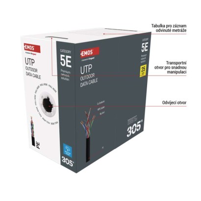 Datový kabel UTP 5E, outdoor, 305m