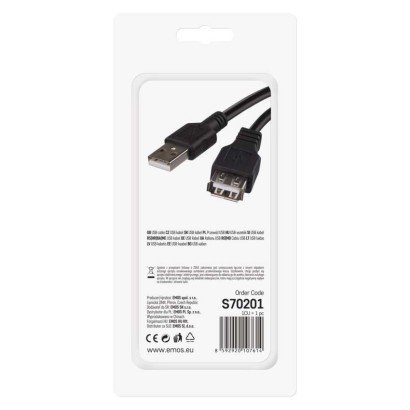 USB Kabel 2.0 A Stecker – A Steckdose 2m