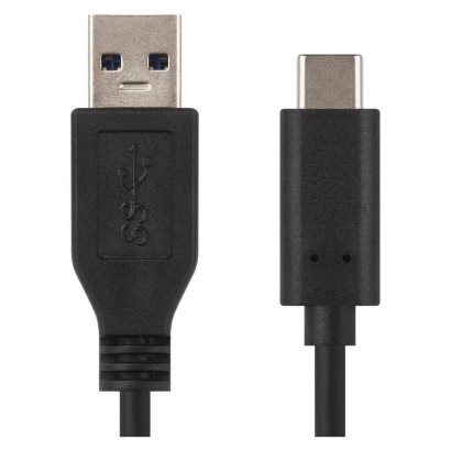 Greito įkrovimo ir duomenų kabelis USB-A 3.0 / USB-C 3.1, greitas įkrovimas, 1 m, juodas