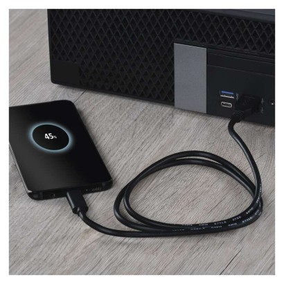 Greito įkrovimo ir duomenų kabelis USB-A 3.0 / USB-C 3.1, greitas įkrovimas, 1 m, juodas