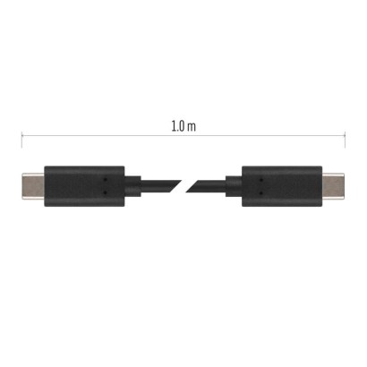 Įkrovimo ir duomenų perdavimo kabelis 2.0 USB-C / USB-C, 1 m, juodas