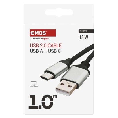 USB Kabel 2.0 A Stecker - C Stecker 1m, schwarz