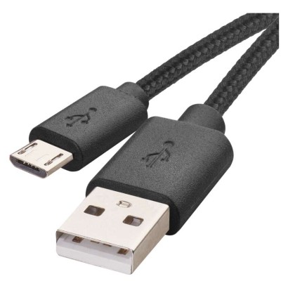 Įkrovimo ir duomenų perdavimo kabelis USB-A 2.0 / Micro USB-B 2.0, 2 m, juodas