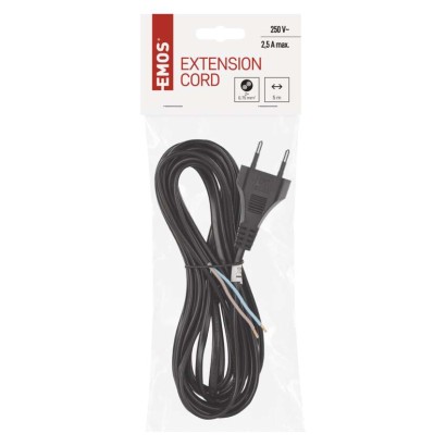 Netzkabel PVC 2x 0,75mm2, 5m, schwarz