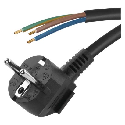 Netzkabel PVC 3x 1,5mm2, 3m, schwarz