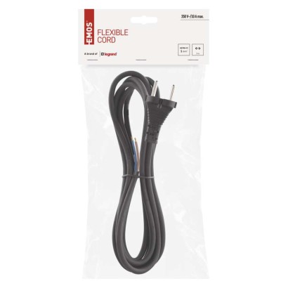 Flexoschnur Gummi/Neopren 2×1mm2, 3m, schwarz