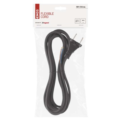 Flexoschnur Gummi/Neopren 2×1mm2, 5m, schwarz