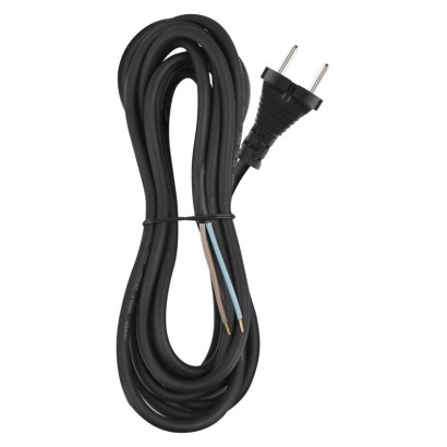 Netzkabel Gummi 2x 1,5mm2, 5m, schwarz