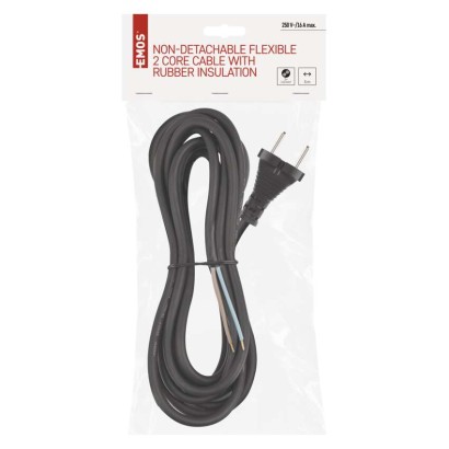 Netzkabel Gummi 2x 1,5mm2, 5m, schwarz