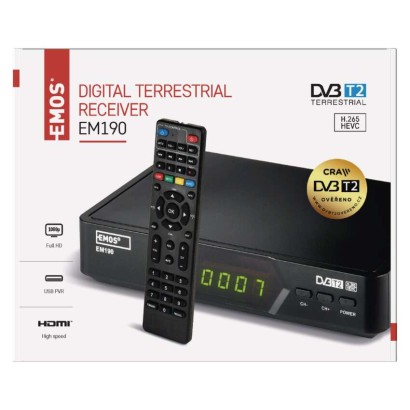 Set-top box EMOS EM190 HD HEVC H265 (DVB-T2)