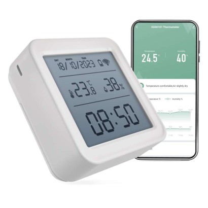 GoSmart Digitales Thermometer mit Hygrometer, Funk-Sensor, Datum, ZigBee EGS0101