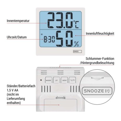 Digitales Thermometer mit Hygrometer E0114N