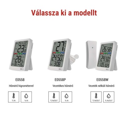 Digitális beltéri hőmérő páratartalom-mérővel E0558