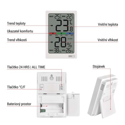 Digitální vnitřní teploměr s vlhkoměrem E0558