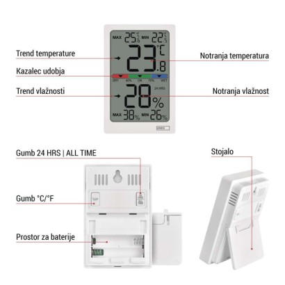Digitalni notranji termometer s hidrometrom E0558