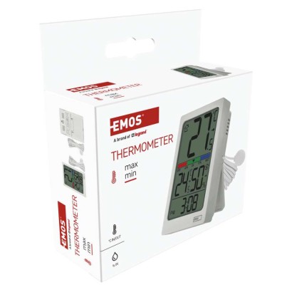 Digitales Thermometer mit Hygrometer, kabelgebundener Sensor, Wecker E0558P