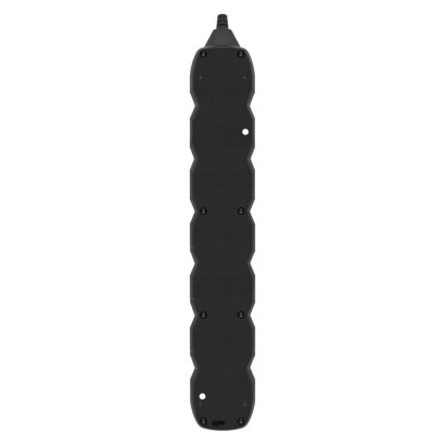Ilgintuvas 1,5 m / 6 lizdai / su jungikliu / juodas / PVC / 1,5 mm2 
