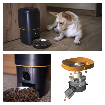 GoSmart dozirnik hrane za hišne živali Pet Care s kamero, 4 l, črn, Wi-Fi