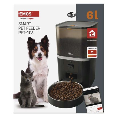 GoSmart dozirnik hrane za hišne živali Pet Care s kamero, 6 l, črn, Wi-Fi