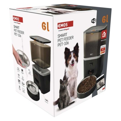 GoSmart dozirnik hrane za hišne živali Pet Care s kamero, 6 l, črn, Wi-Fi