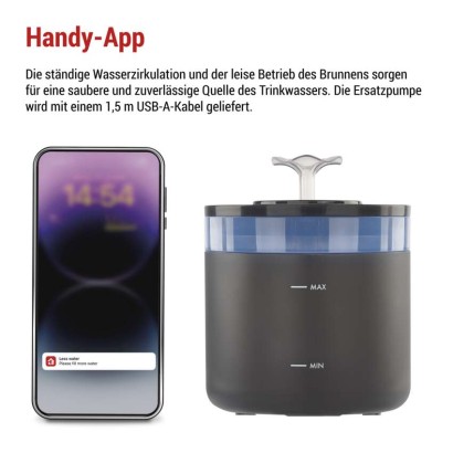 GoSmart Wasserbrunnen Pet Care, 2,6 l, grau, Wi-Fi