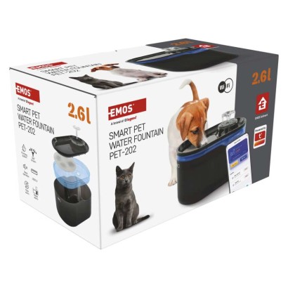 GoSmart napajalnik za hišne ljubljenčke Pet Care, 2,6 l, siv, Wi-Fi