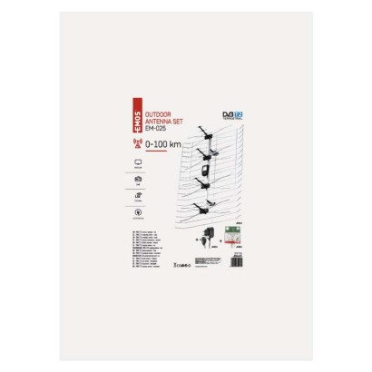 Antena zunanja EM-025, 0–100 km, DVB-T2, DAB, filtr LTE/4G