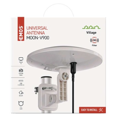 Antena univerzalna VILLAGE MOON–V900, DVB-T2, FM, DAB, filtr LTE/4G/5G